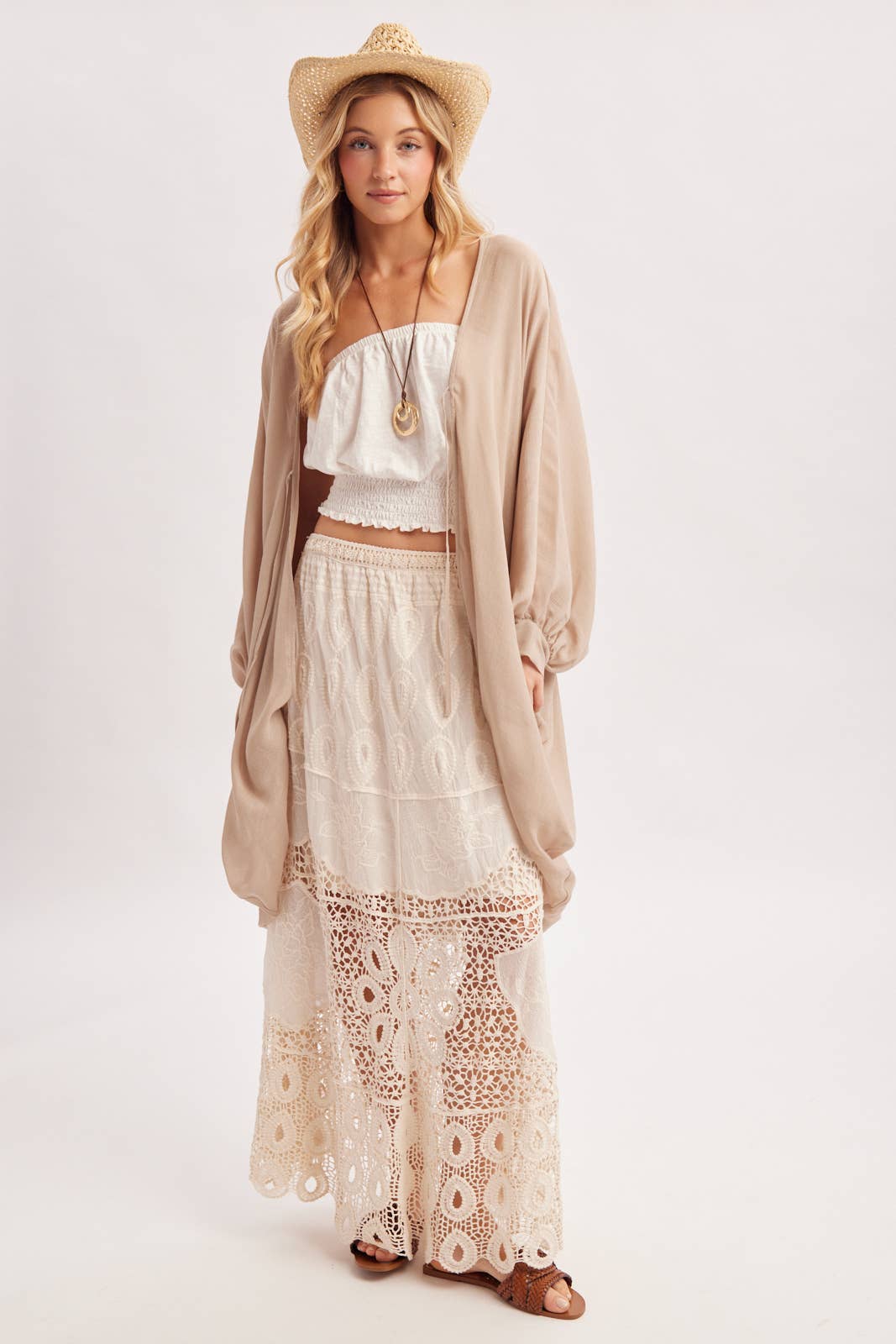 Santorini Crochet Maxi Skirt