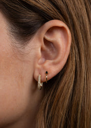 White CZ Pavé Gold Hoop Earrings