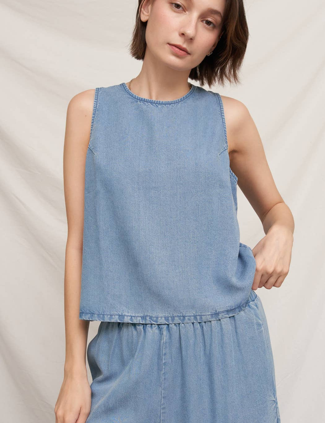 The Marina Denim Sleeveless Top