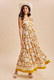 CONTRAST PIPED RESORT MAXI DRESS