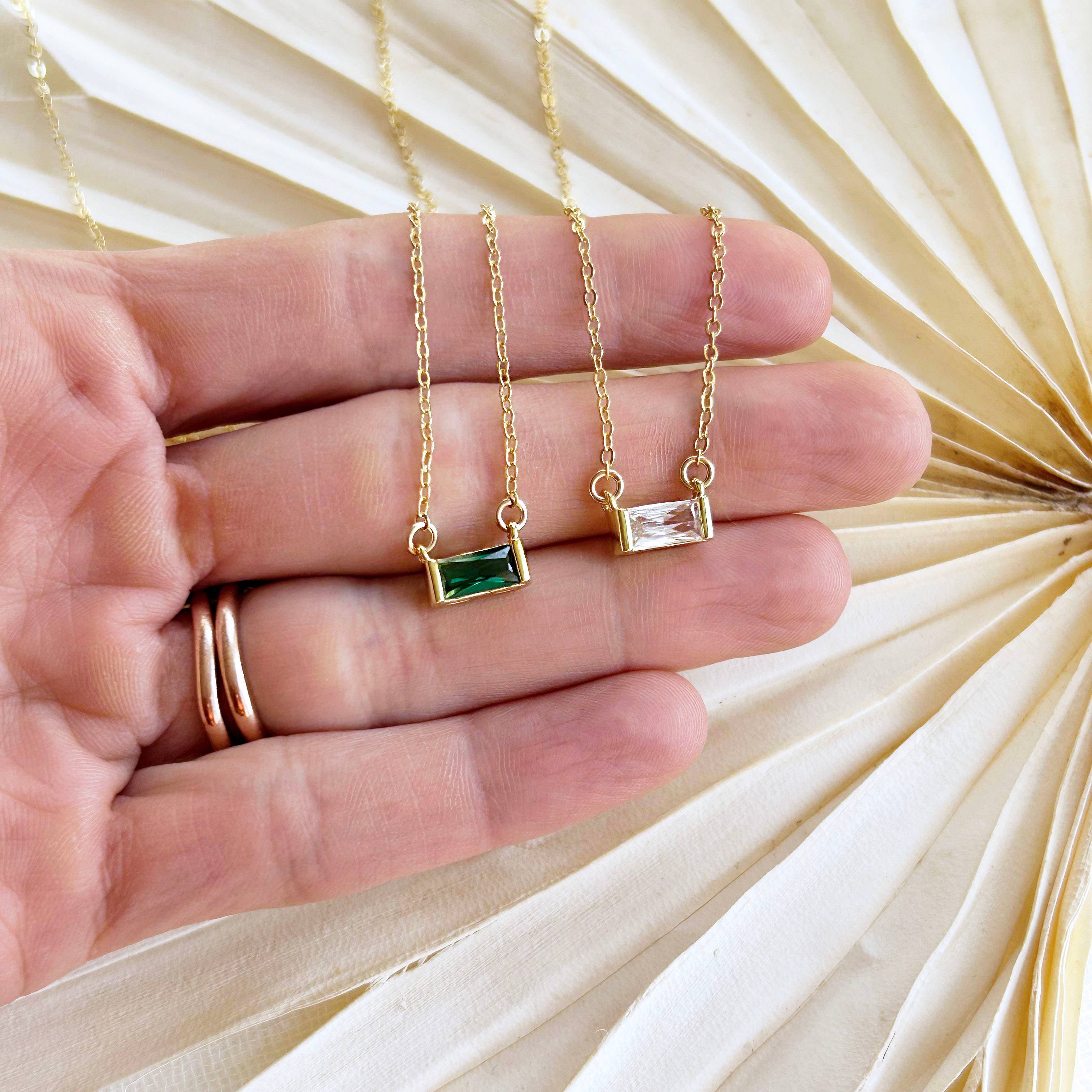 Baguette Crystal Gold Necklace