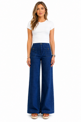 Safia Better Butter Wide Leg Jean with Patch Pockets