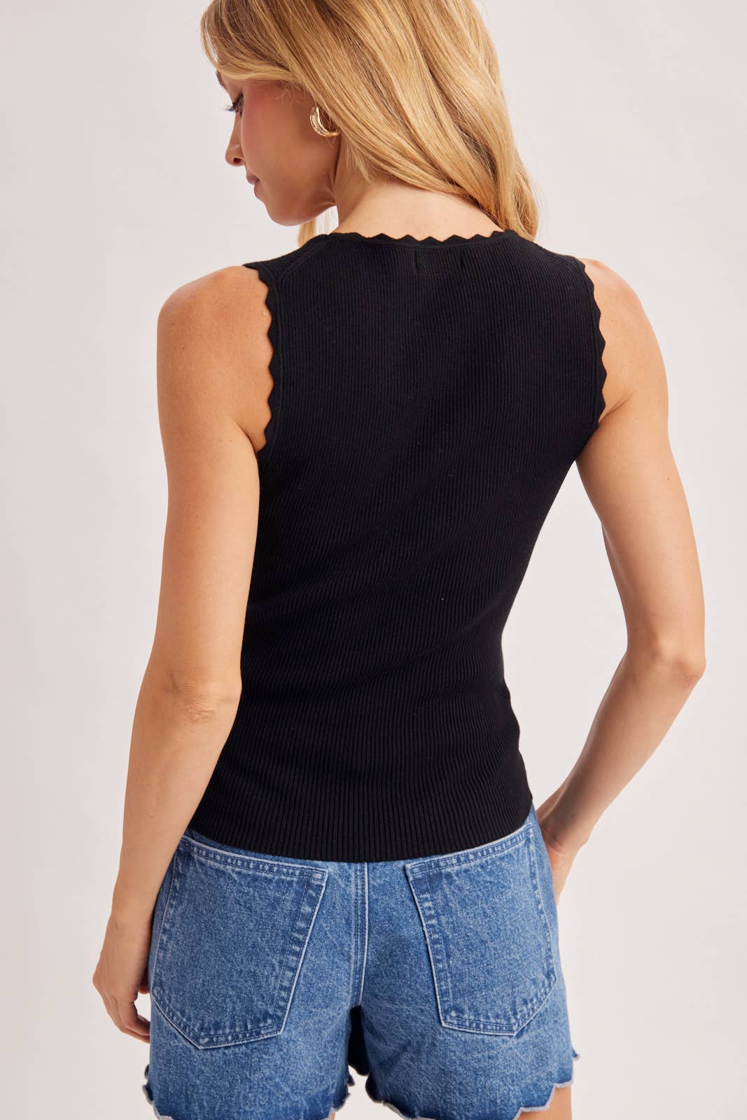 Elara Scallop Trim Ribbed Tank
