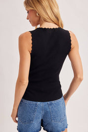 Elara Scallop Trim Ribbed Tank