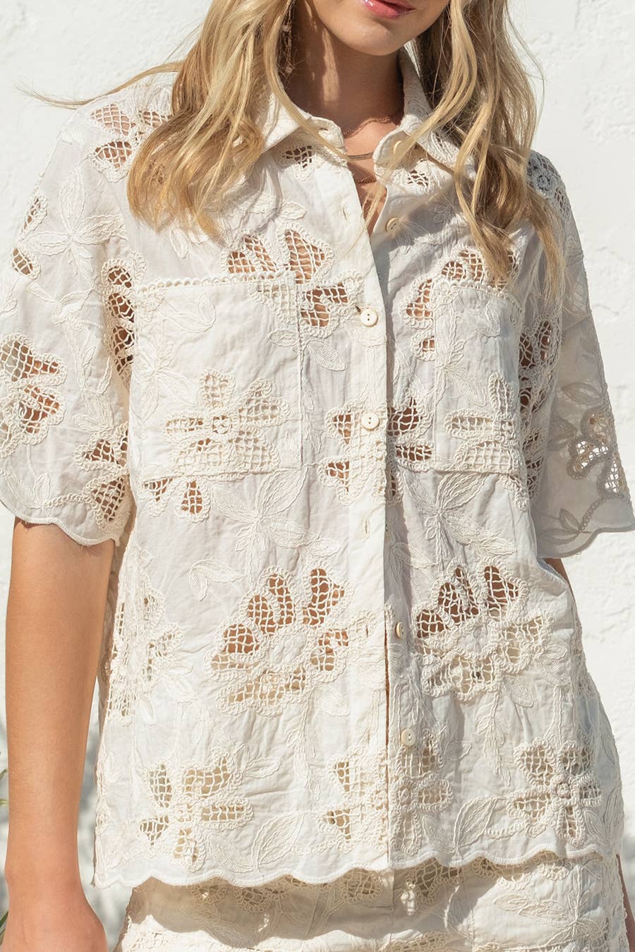 Scalloped Embroidery Top