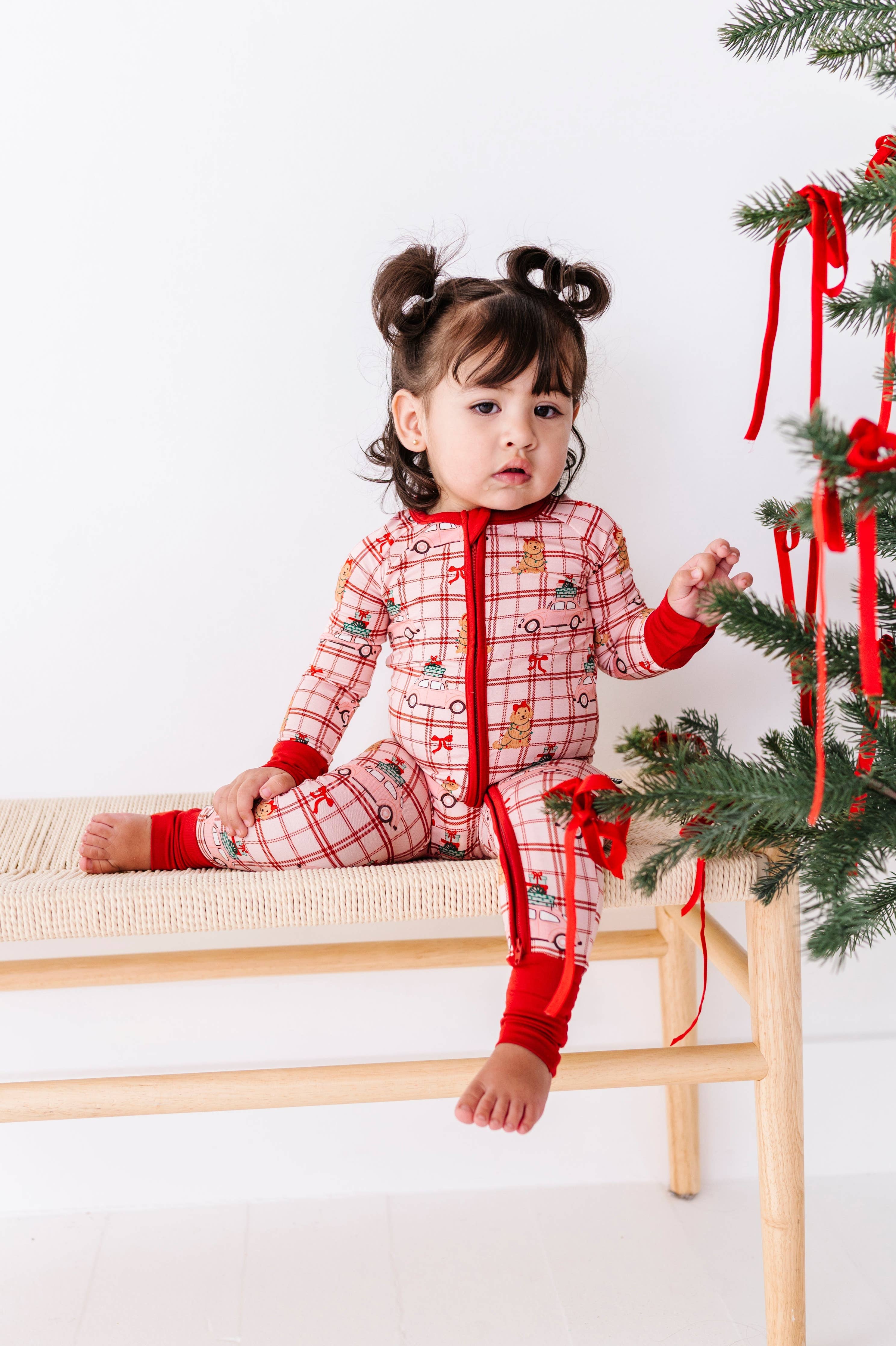 Pink Holly Jolly Doggies Convertible Footies