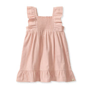 Check Gauze Organic Pink Dress
