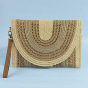 Arched Woven Straw Envelope Clutch