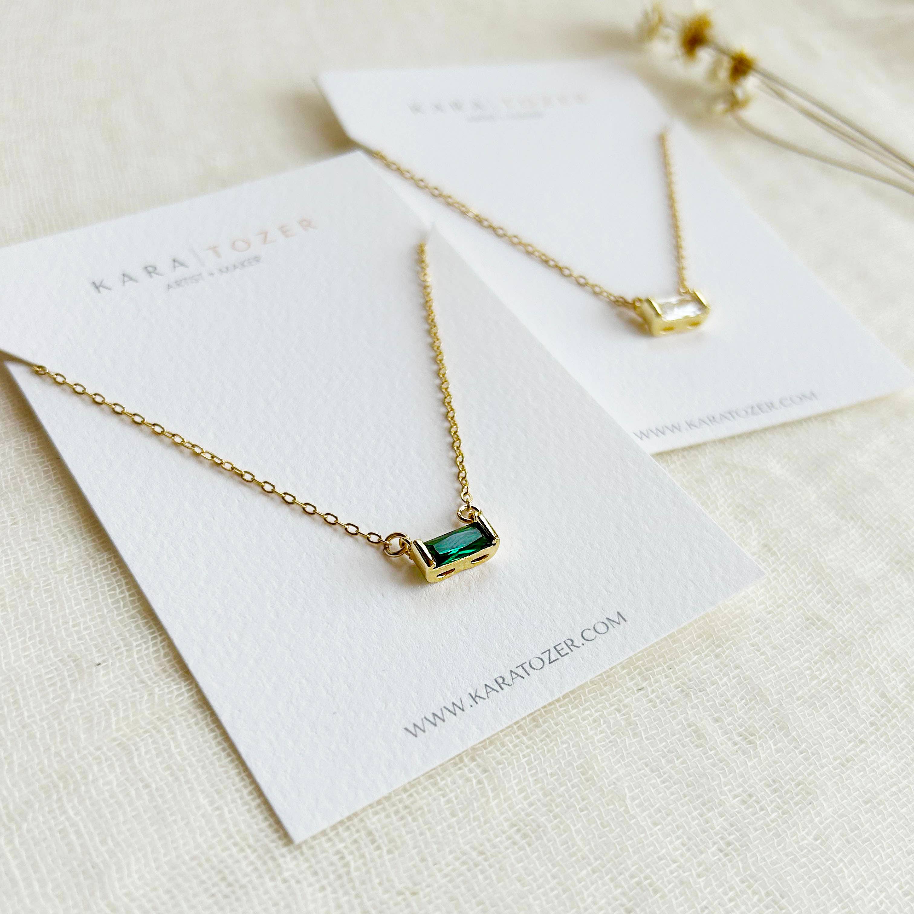Baguette Crystal Gold Necklace