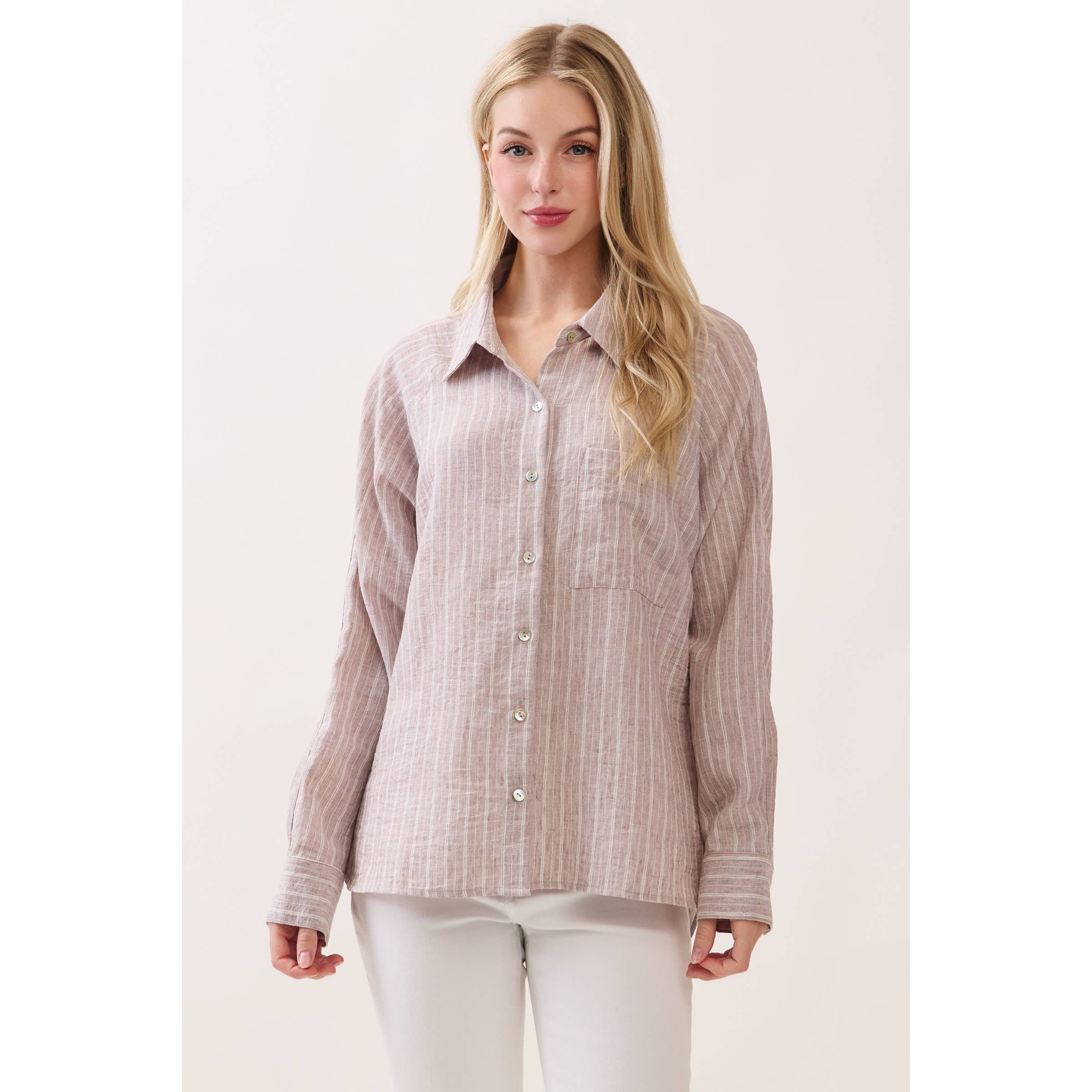 Livia Striped Button-Down Shirt