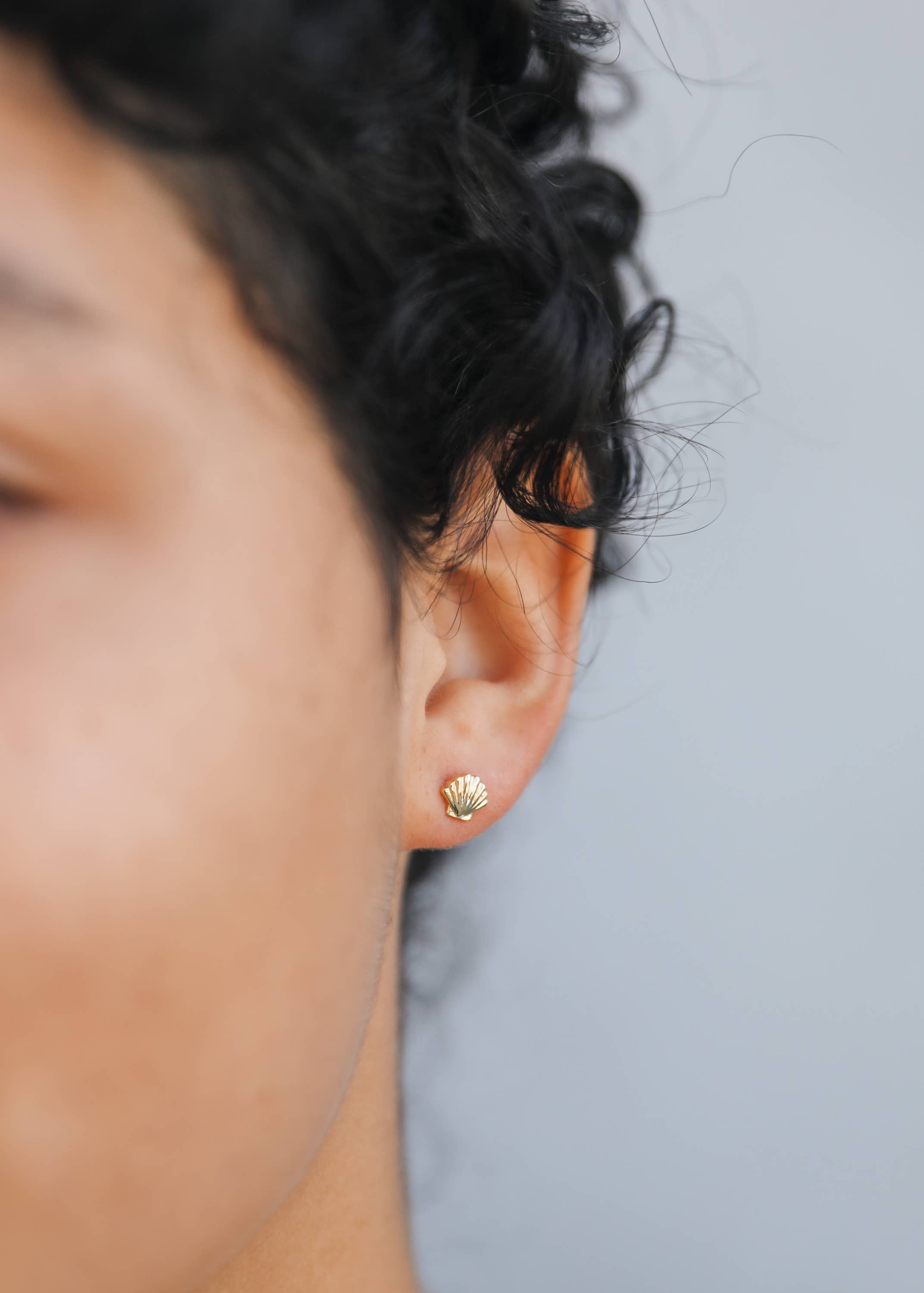 Seashell Gold Stud Earrings