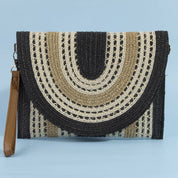 Arched Woven Straw Envelope Clutch