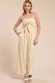 Adria Ribbed Tie-Front Palazzo Jumpsuit