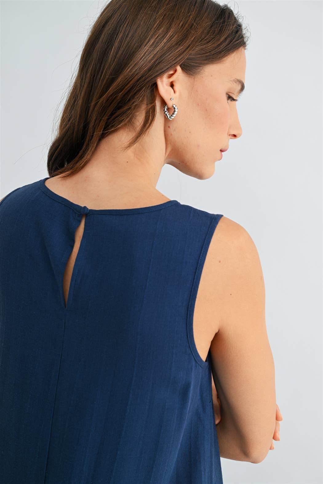 Tessa Trim Detail Linen Blend Tank