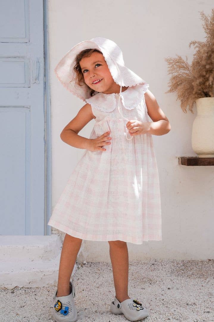Oversized Collar Check Dress