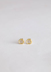 Gold Hexagon Stud Earrings