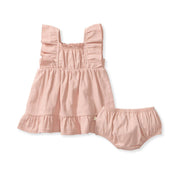 Check Gauze Organic Pink Dress