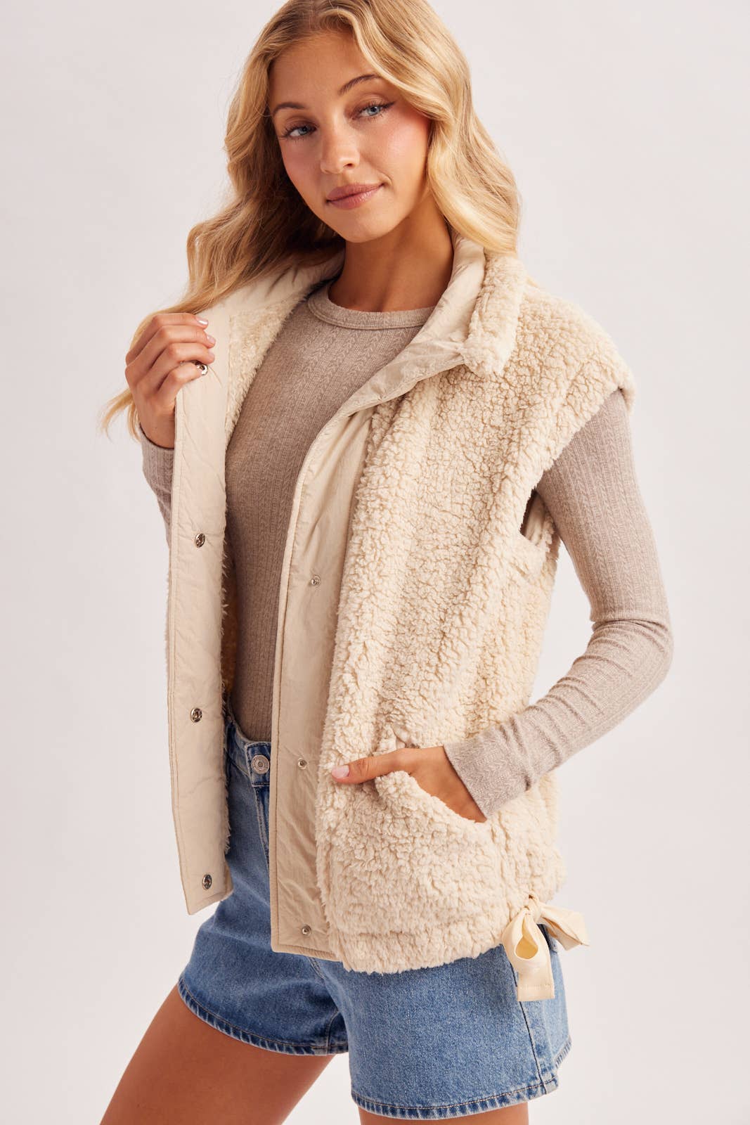 Hana Mock Neck Sherpa Vest