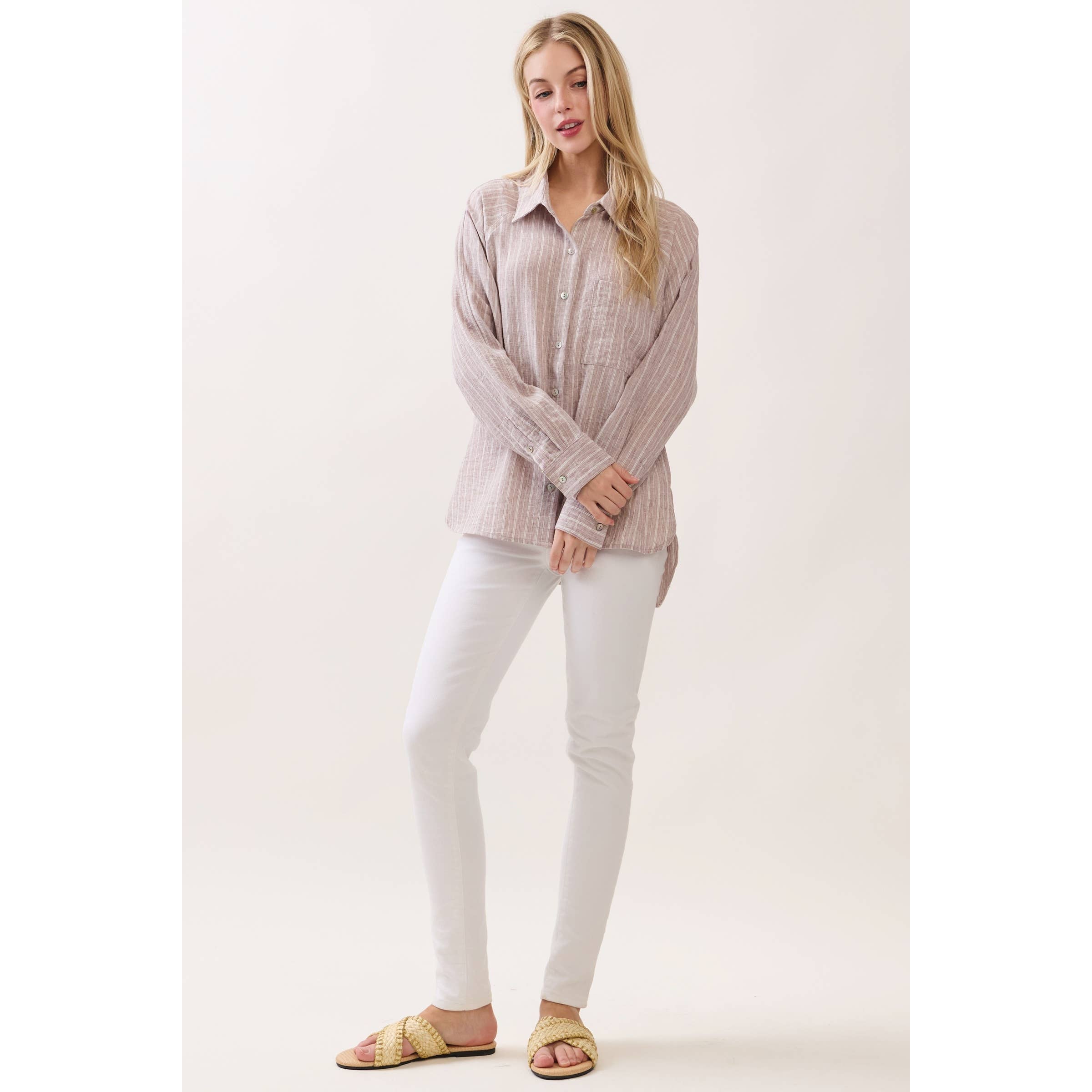 Livia Striped Button-Down Shirt