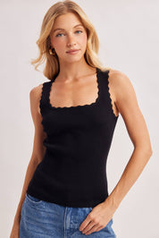 Elara Scallop Trim Ribbed Tank