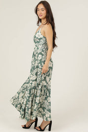 F4F50-A920 V NECK TWIST FRONT CUT OUT MAXI DRESS