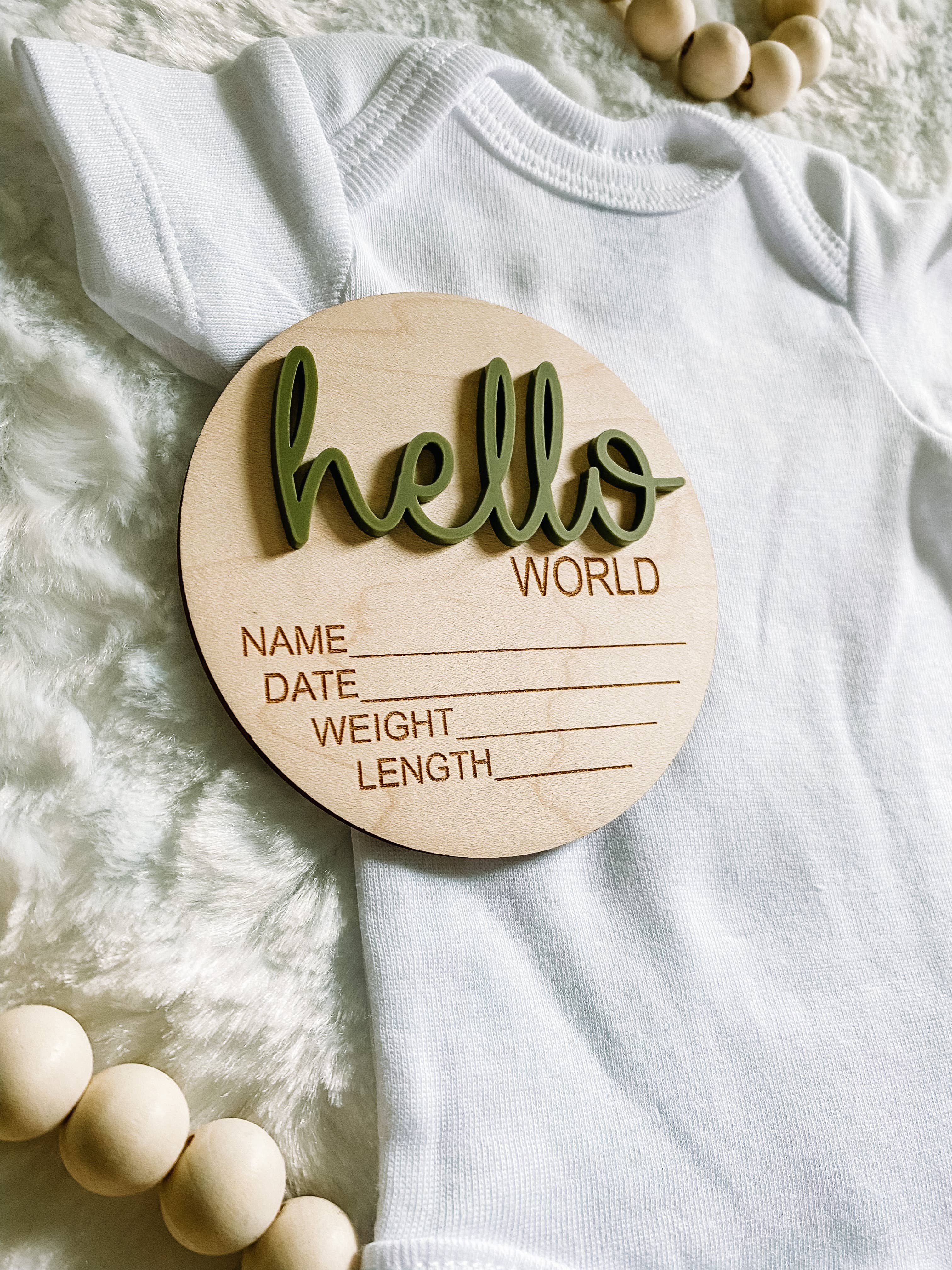 Hello World Announcement Wood Disc