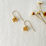 Gold Pressed Flower Dangle Earrings