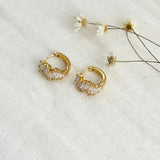Dainty Gold Crystal Huggie Hoops