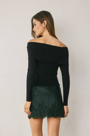 Arden Off Shoulder Rib Knit Sweater