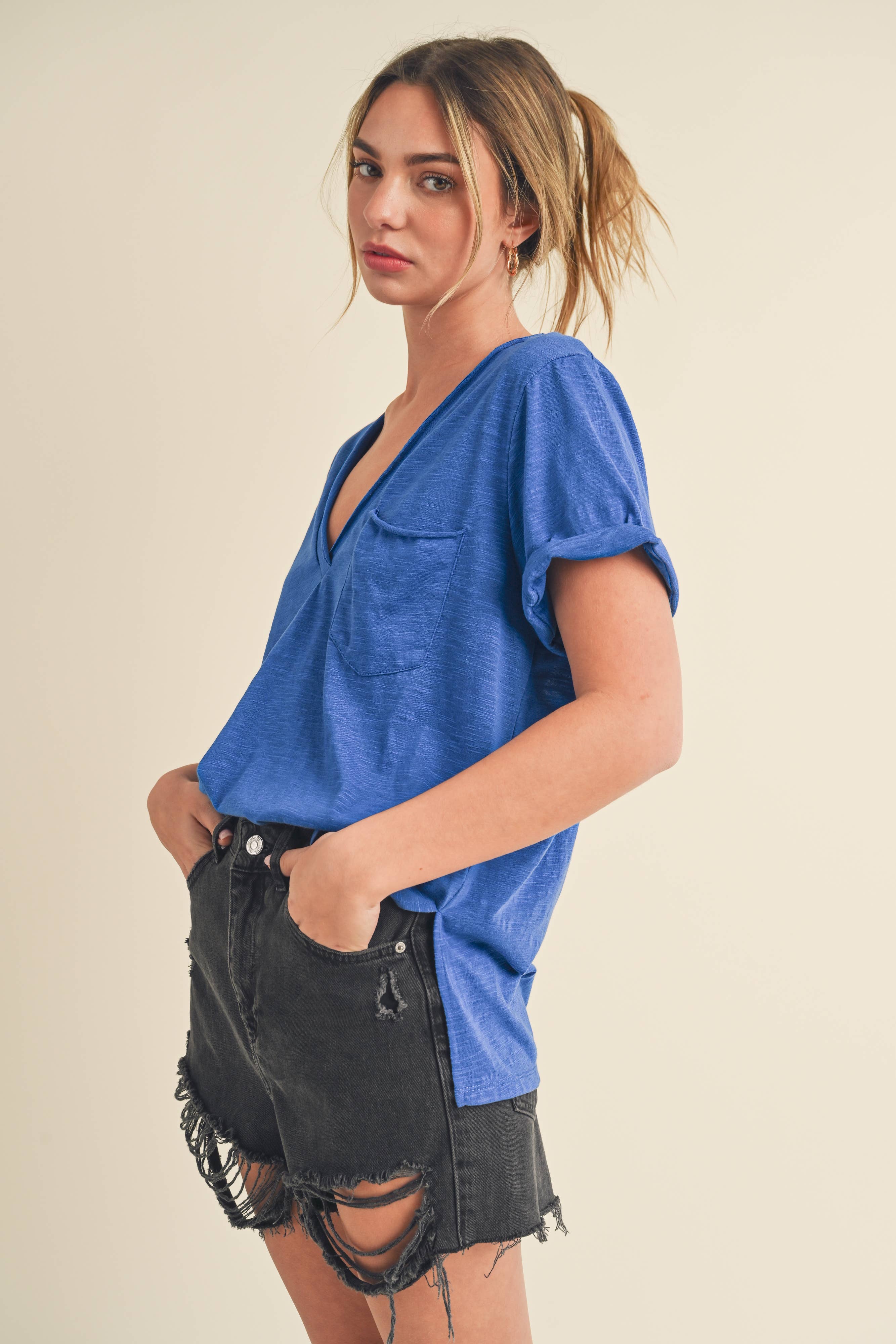 Zoie V-Neck Short Sleeve Top