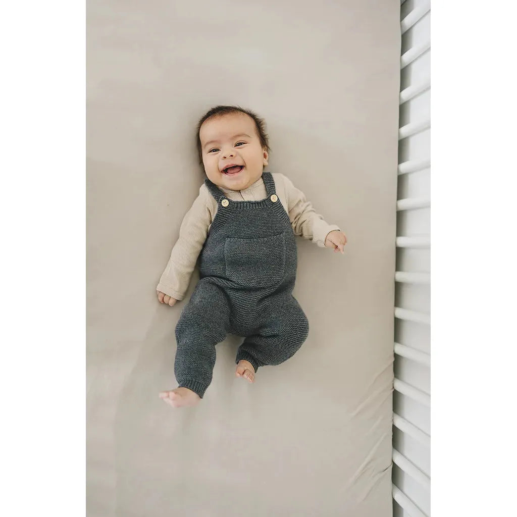 Charcoal Knit Pocket Overalls