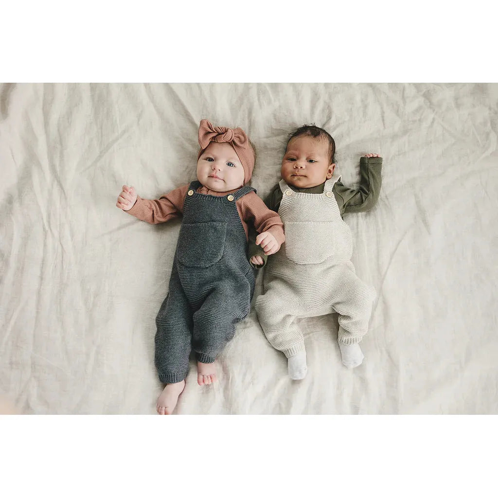 Charcoal Knit Pocket Overalls