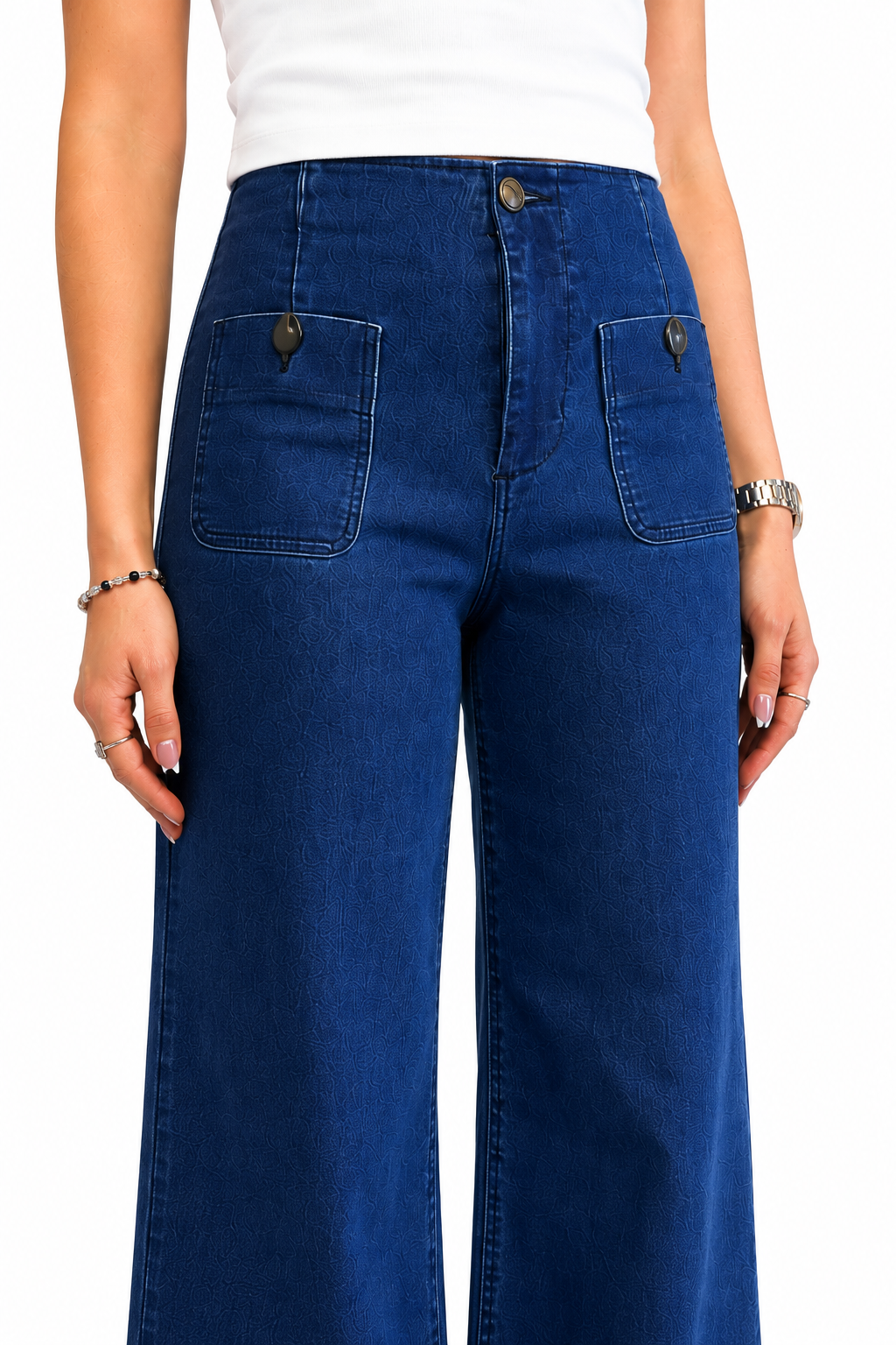 Safia Better Butter Wide Leg Jean with Patch Pockets