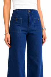 Safia Better Butter Wide Leg Jean with Patch Pockets