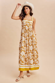 CONTRAST PIPED RESORT MAXI DRESS