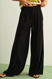 Breezy Wide-Leg Smocked Waist Pants