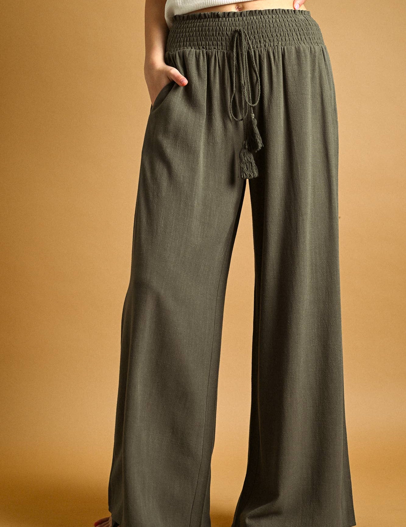 Breezy Wide-Leg Smocked Waist Pants