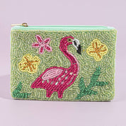 Seed Bead Flamingo Coin Purse