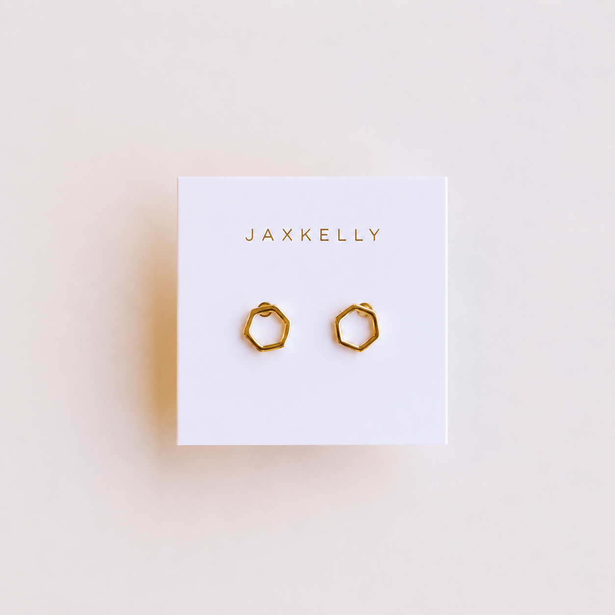 Gold Hexagon Stud Earrings