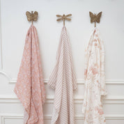 Violet Floral Muslin Swaddle Blankets