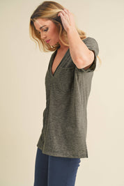 Zoie V-Neck Short Sleeve Top