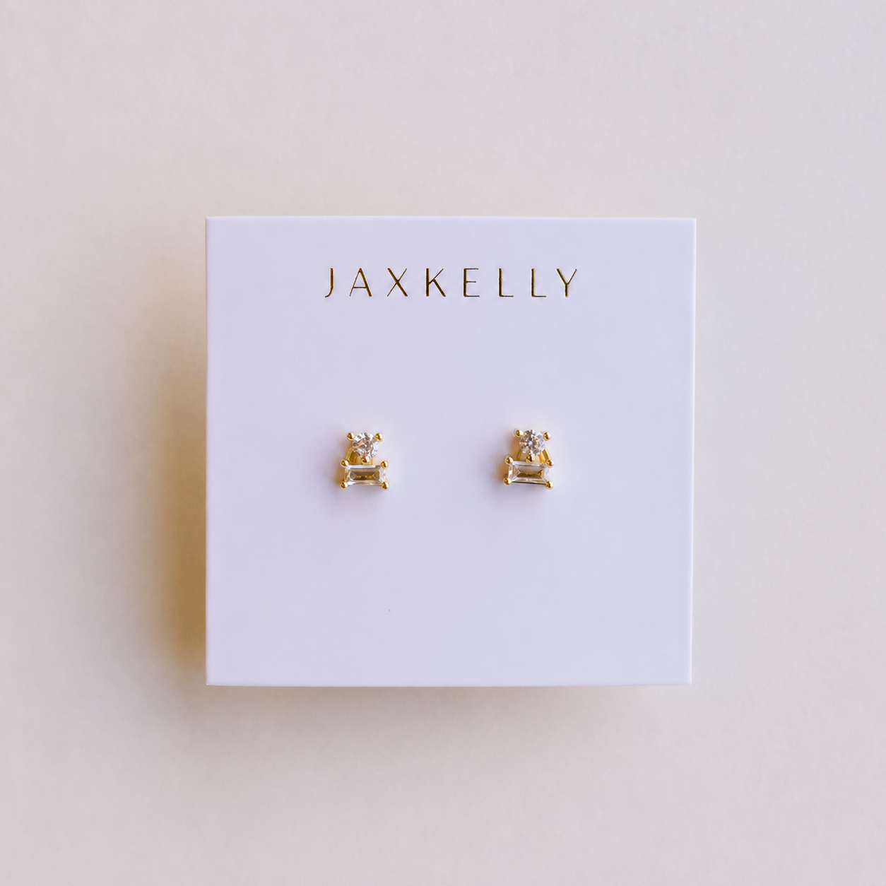 White CZ Double Stud Stack Earrings