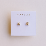 White CZ Double Stud Stack Earrings