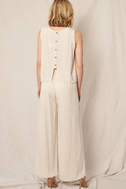 Elastic Waistband Wide Leg Pants