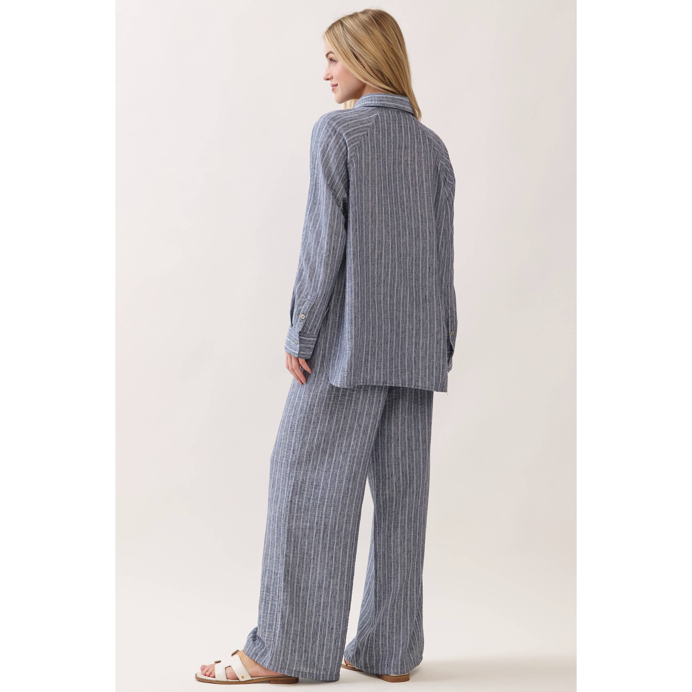 Livia Striped Tie Waist Wide Leg Pants
