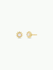 White Opal Sun Stud Earrings