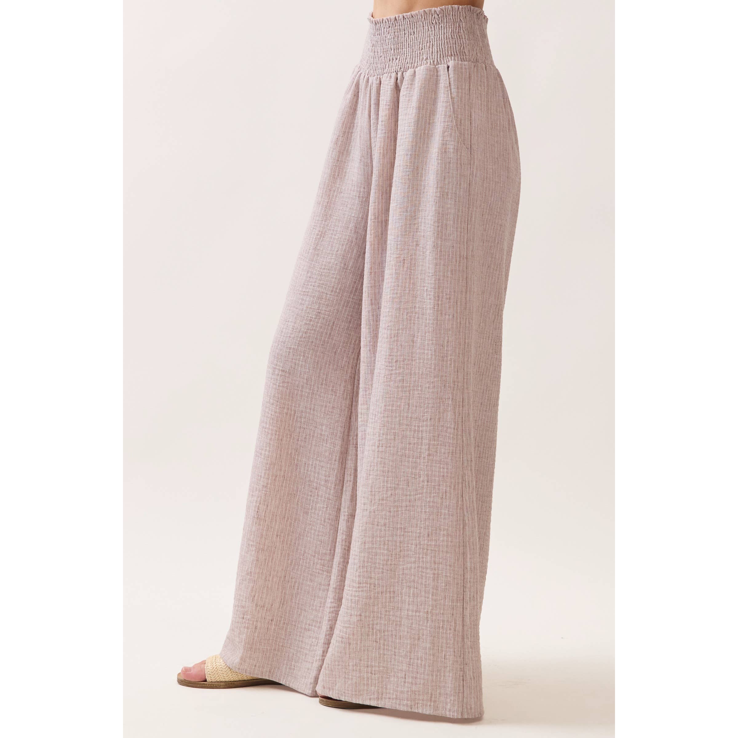 Ottilie Striped Smocked Waist Wide Leg Pants