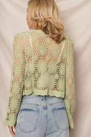 Flower Pattern Crochet Cardigan