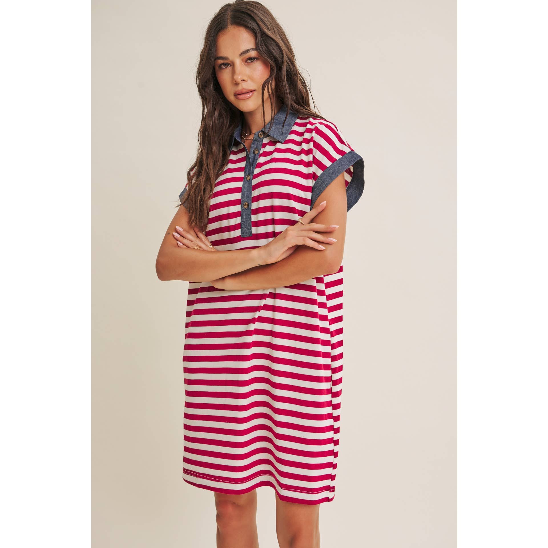 Aurelia Stripe Polo Mini Dress