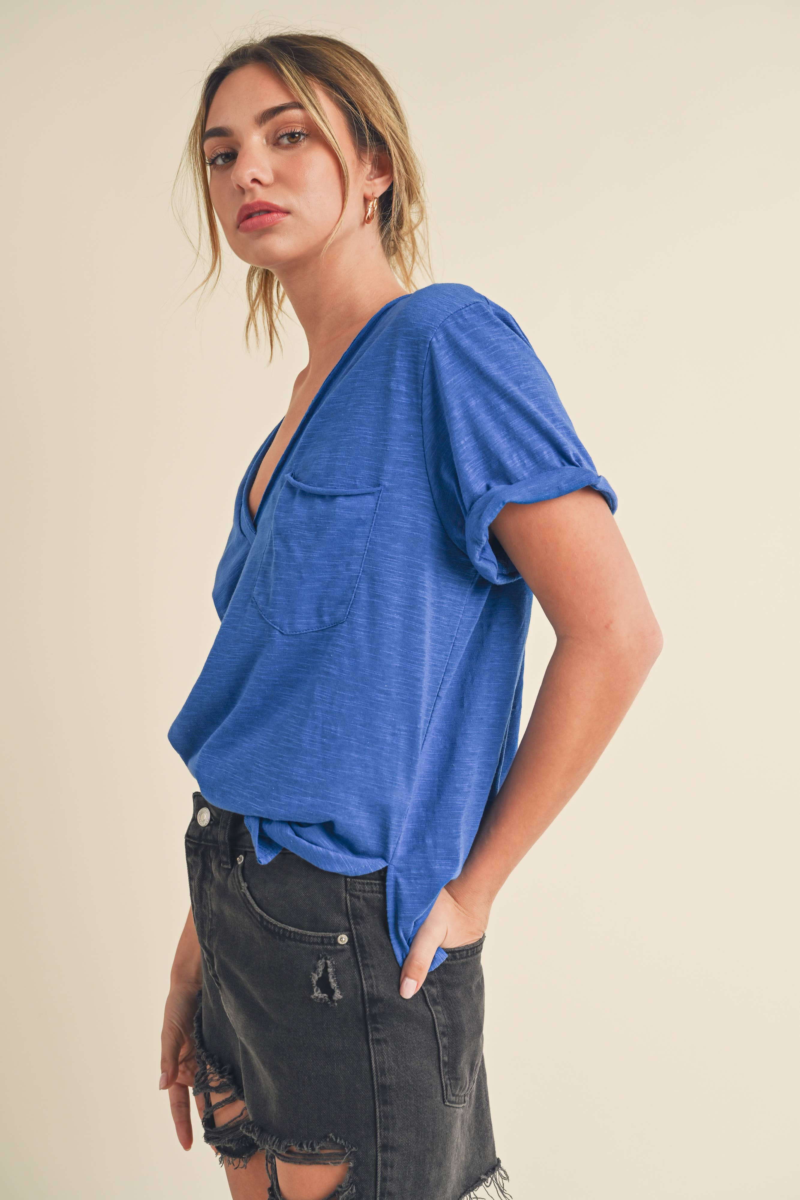 Zoie V-Neck Short Sleeve Top